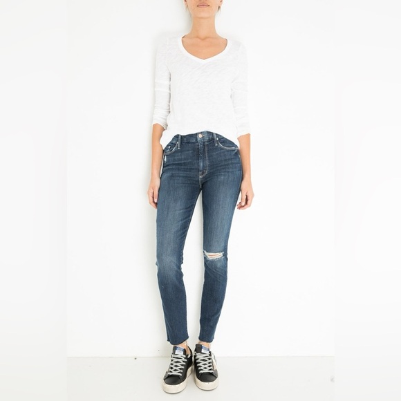 Mother The High Waisted Looker Ankle Fray Jeans Close to the Edge 25 0 stretch - Picture 2 of 14